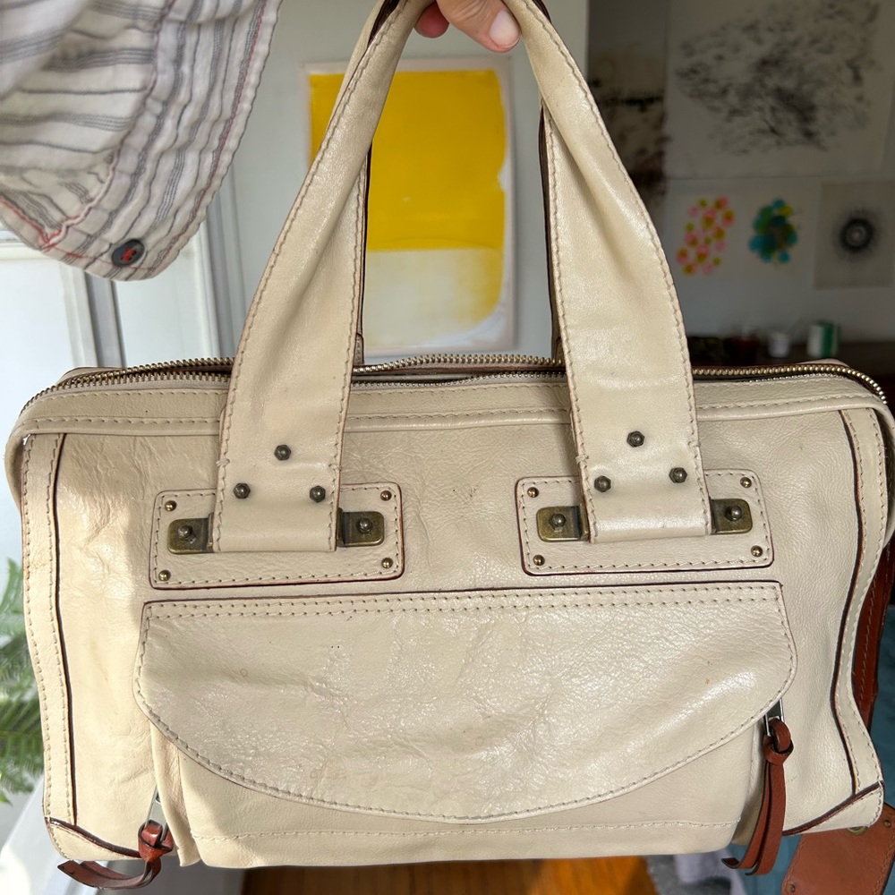 Chloe Cream Leather Tote Bag